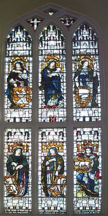 Faith, Hope and Charity, stained glass window, Christ Church, Simla