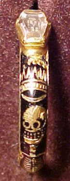 Mourning Ring with a skull painted under the crystal