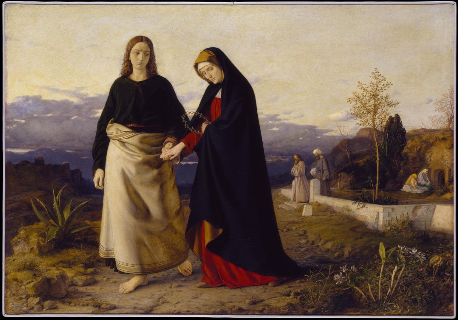 Christ leading his mother